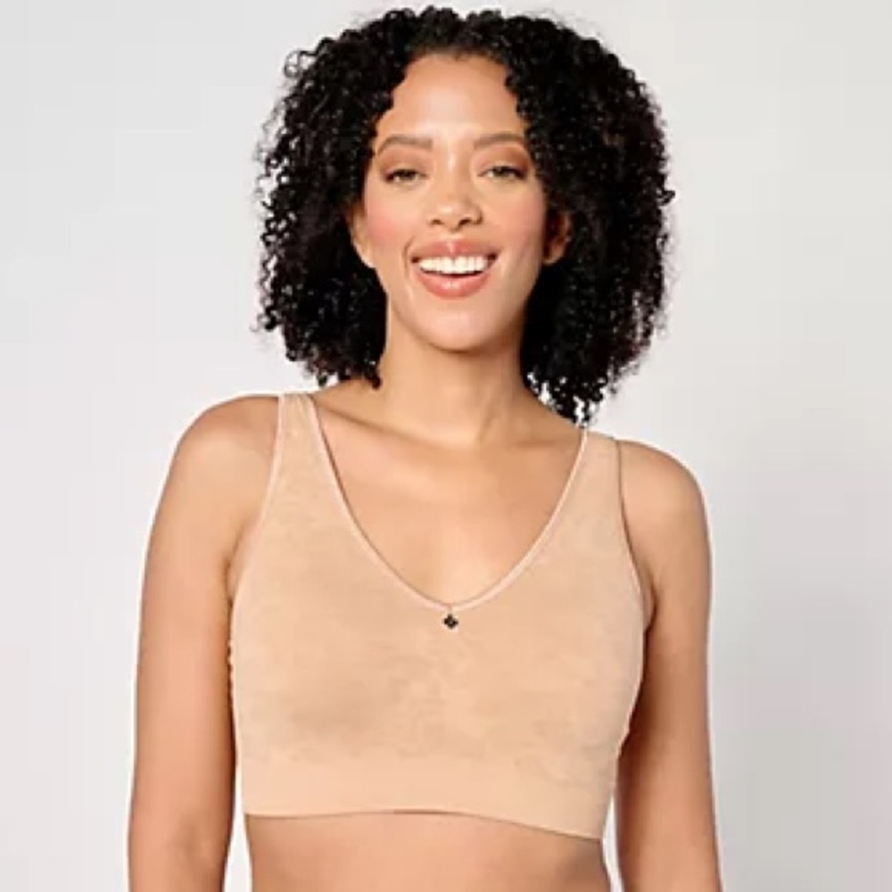 Breezies Seamless Floral Jacquard Wirefree T-Shirt Bra 38DDD
